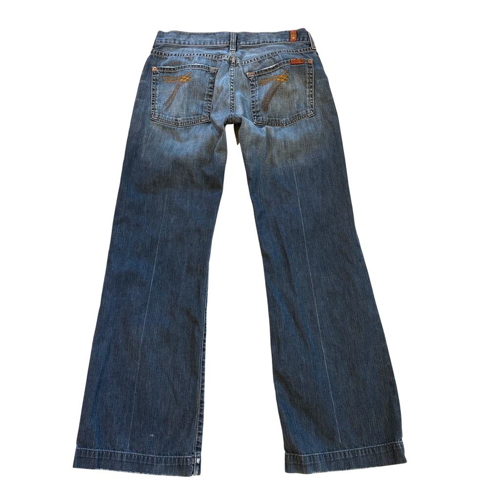7 For All Mankind Dojo Jeans Womens Size 31 Blue Wide Flare Leg 100% Cotton Boho - Picture 2 of 9